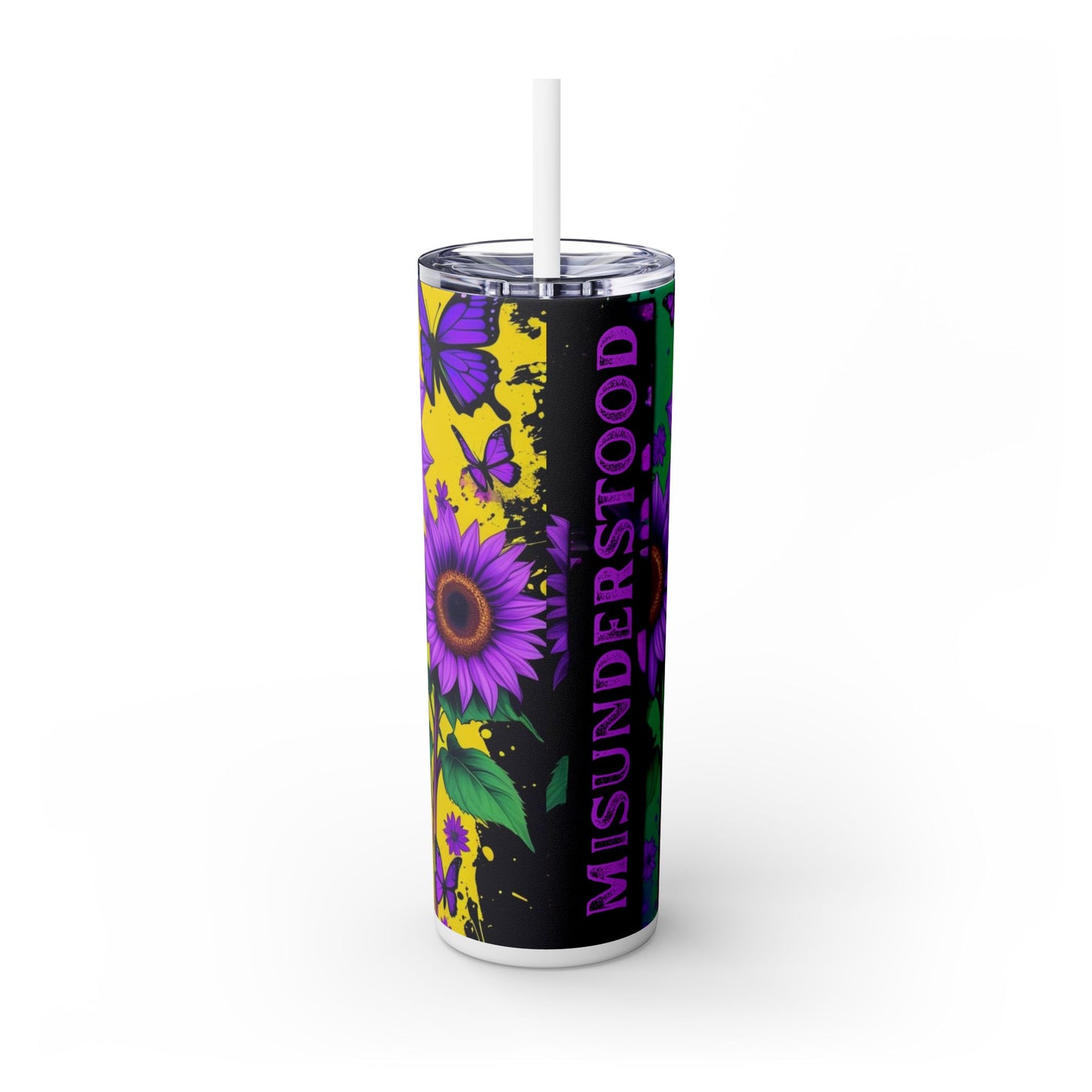 Misunderstood Floral Skinny Tumbler with Straw - 20oz