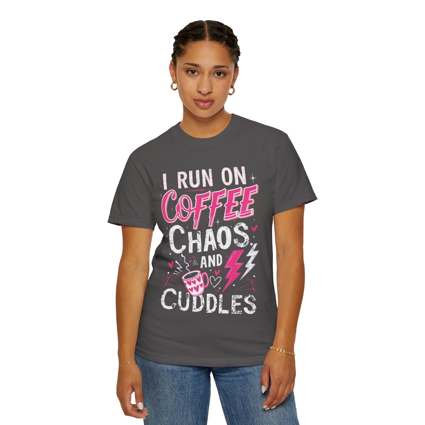 Coffee Chaos and Cuddles T-Shirt for Moms & Coffee Lovers