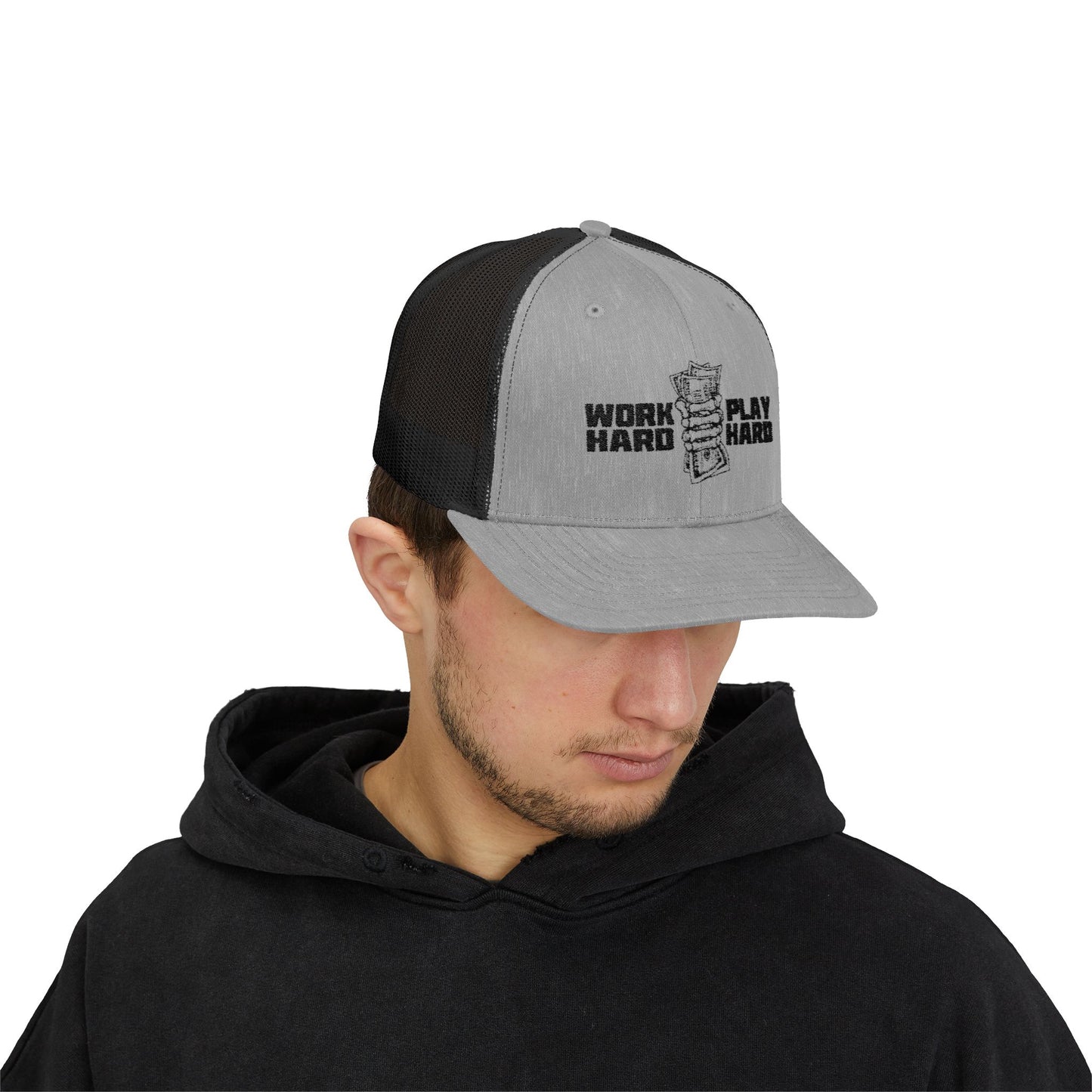 Work Hard Play Hard Snapback Trucker Cap