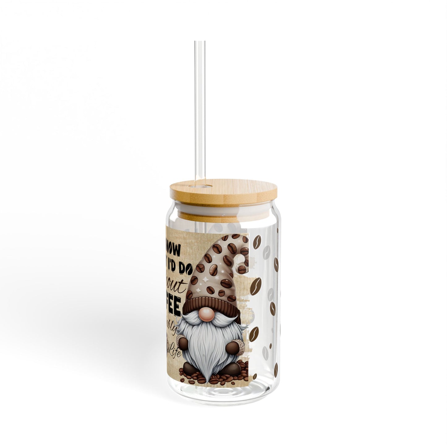 Coffee Lover's Gnome Sipper Glass - 16oz