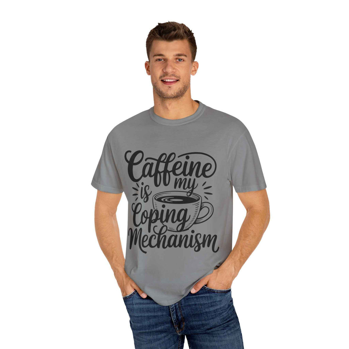 Caffeine Is My Coping Mechanism funny coffee lover graphic tee
