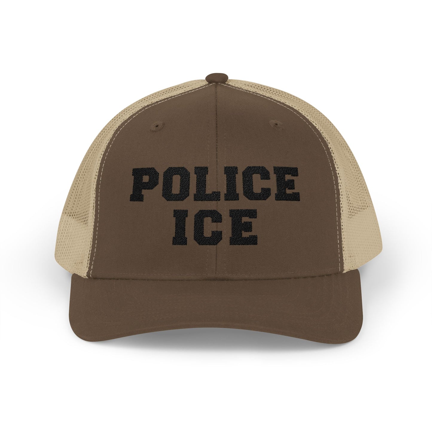 Police Ice Snapback Trucker Cap - Bold Black Text