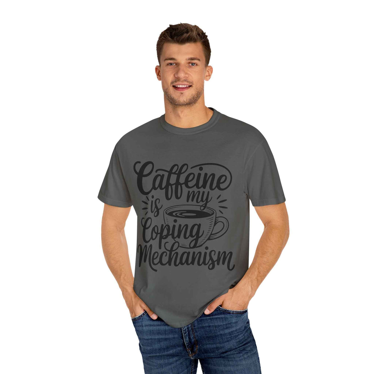 Caffeine Is My Coping Mechanism funny coffee lover graphic tee