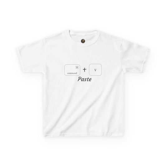 Kids Command + V - Paste Tshirt (Black Border) - Designs By Dice