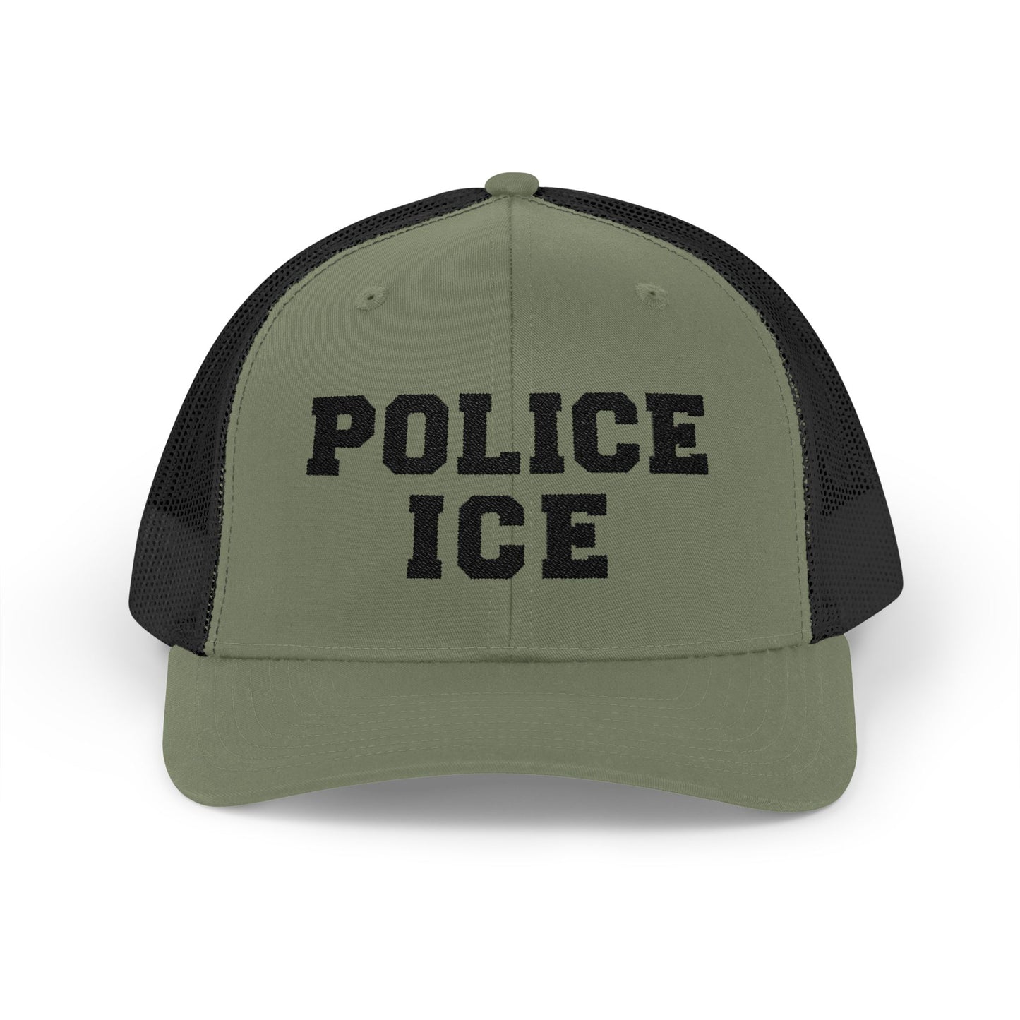 Police Ice Snapback Trucker Cap - Bold Black Text