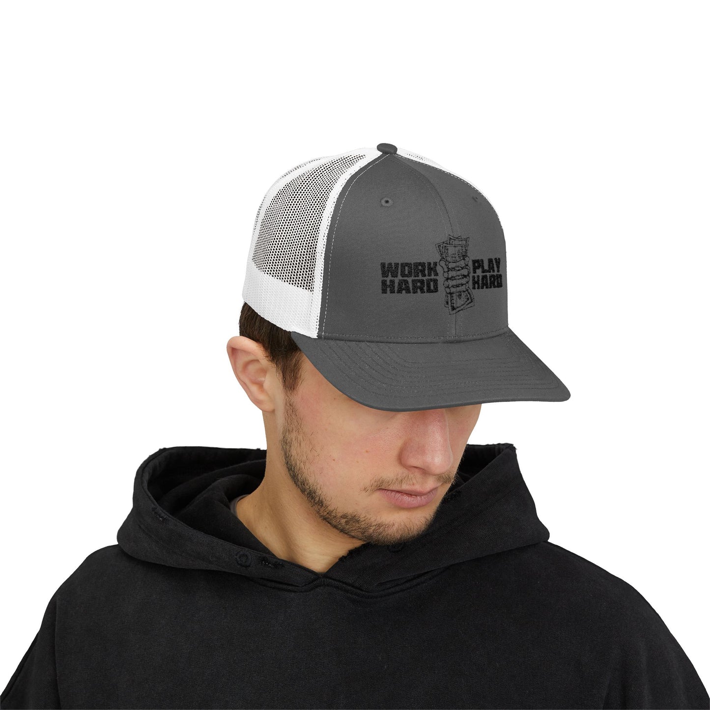 Work Hard Play Hard Snapback Trucker Cap