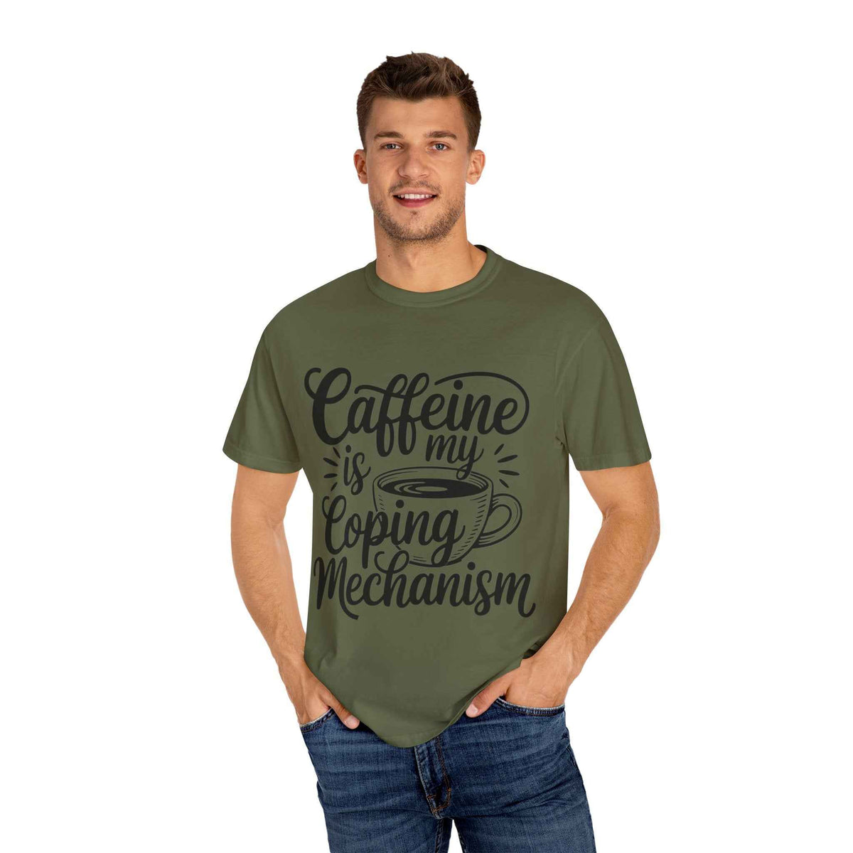 Caffeine Is My Coping Mechanism funny coffee lover graphic tee