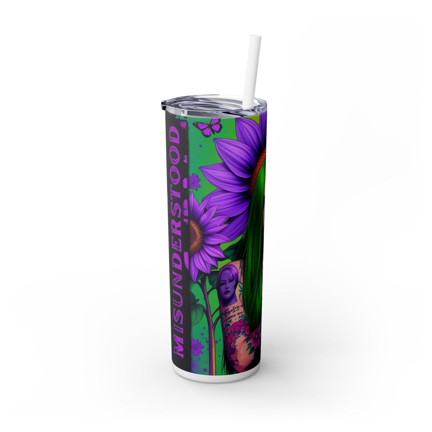 Misunderstood Floral Skinny Tumbler with Straw - 20oz