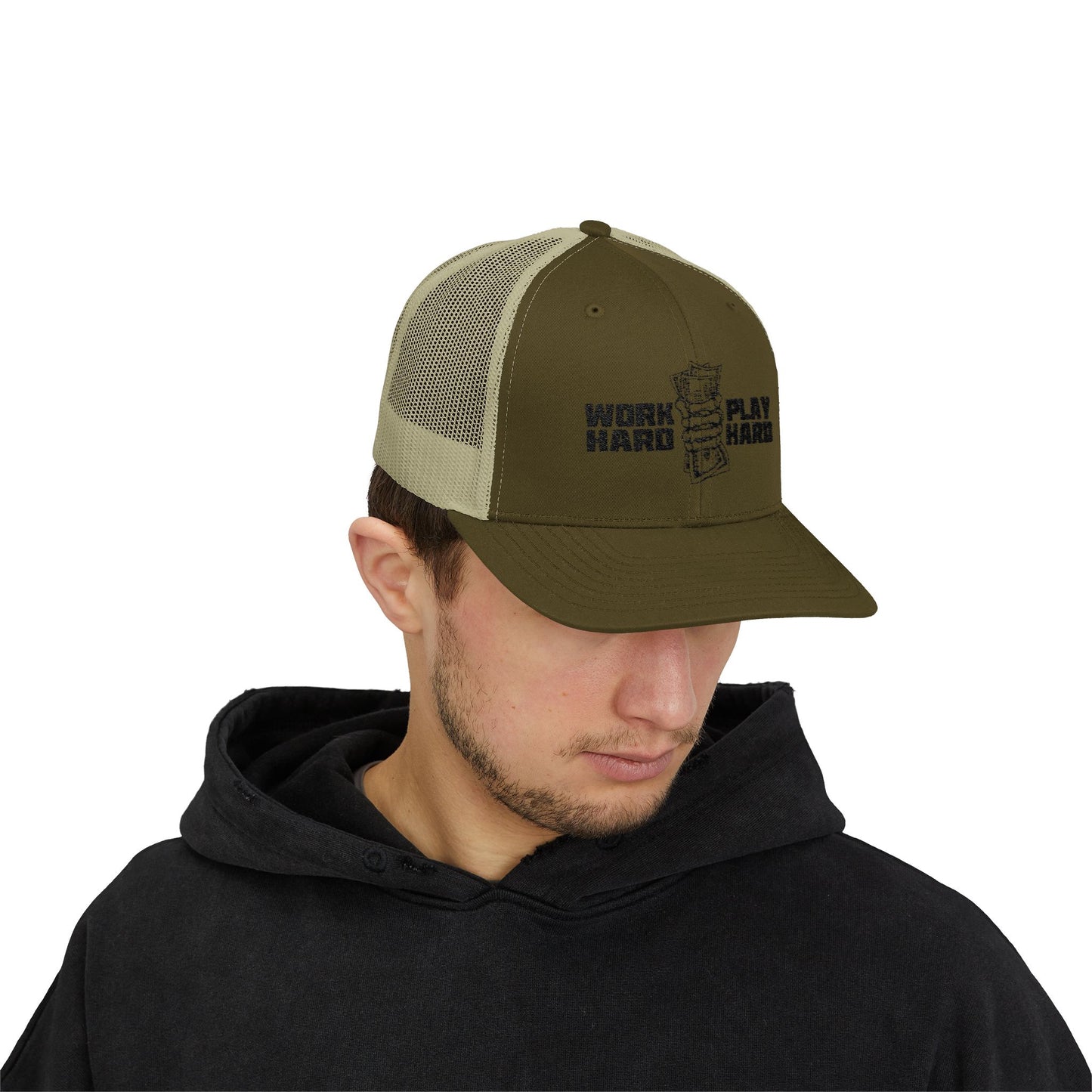 Work Hard Play Hard Snapback Trucker Cap