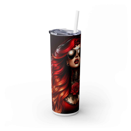 Glamorous Tattooed Skinny Tumbler, 20oz - Bold Drinkware for the Fierce and Stylish, Perfect for Gifts, Parties, Events, and Everyday Use