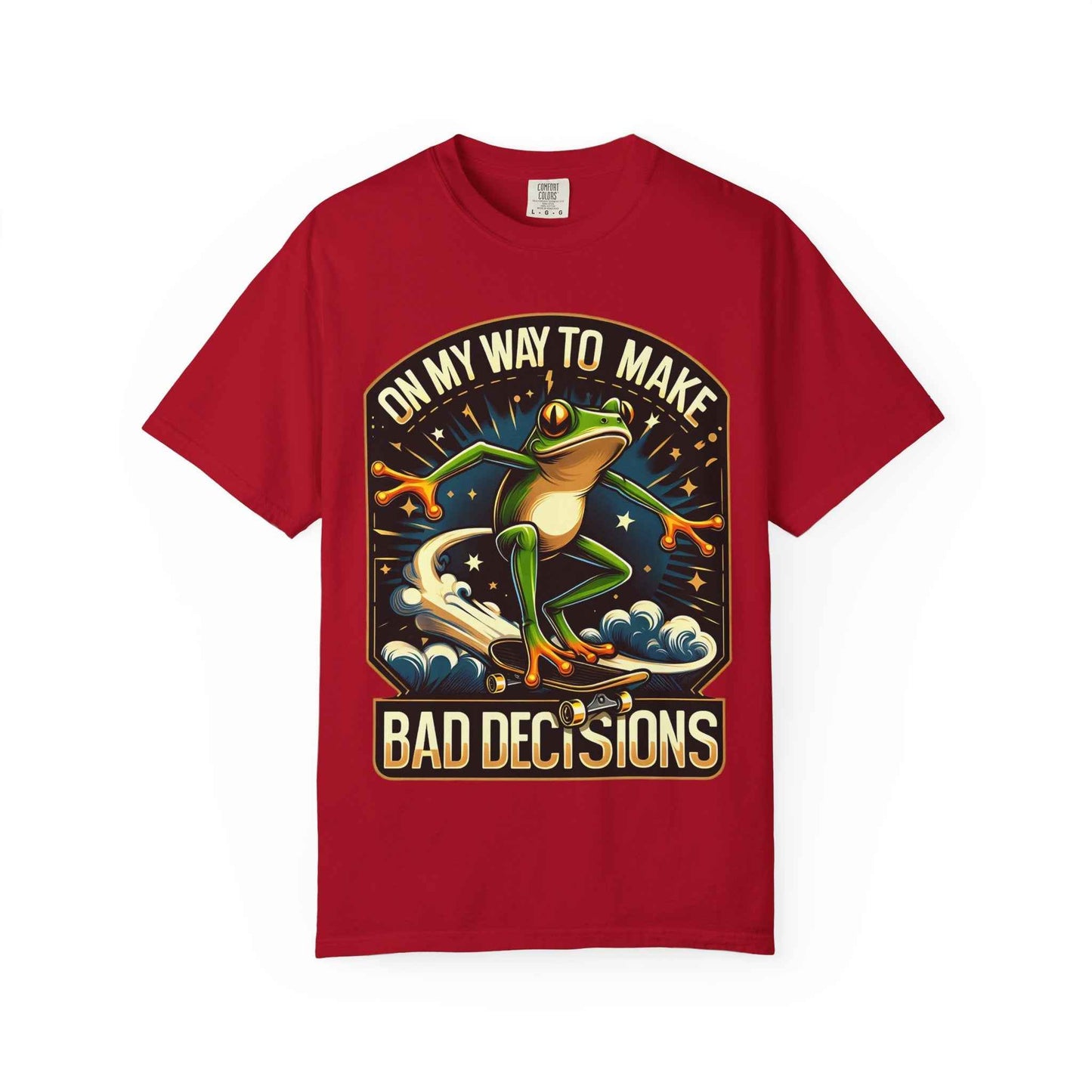 Fun Graphic Frog T-shirt - "On My Way to Make Bad Decisions"