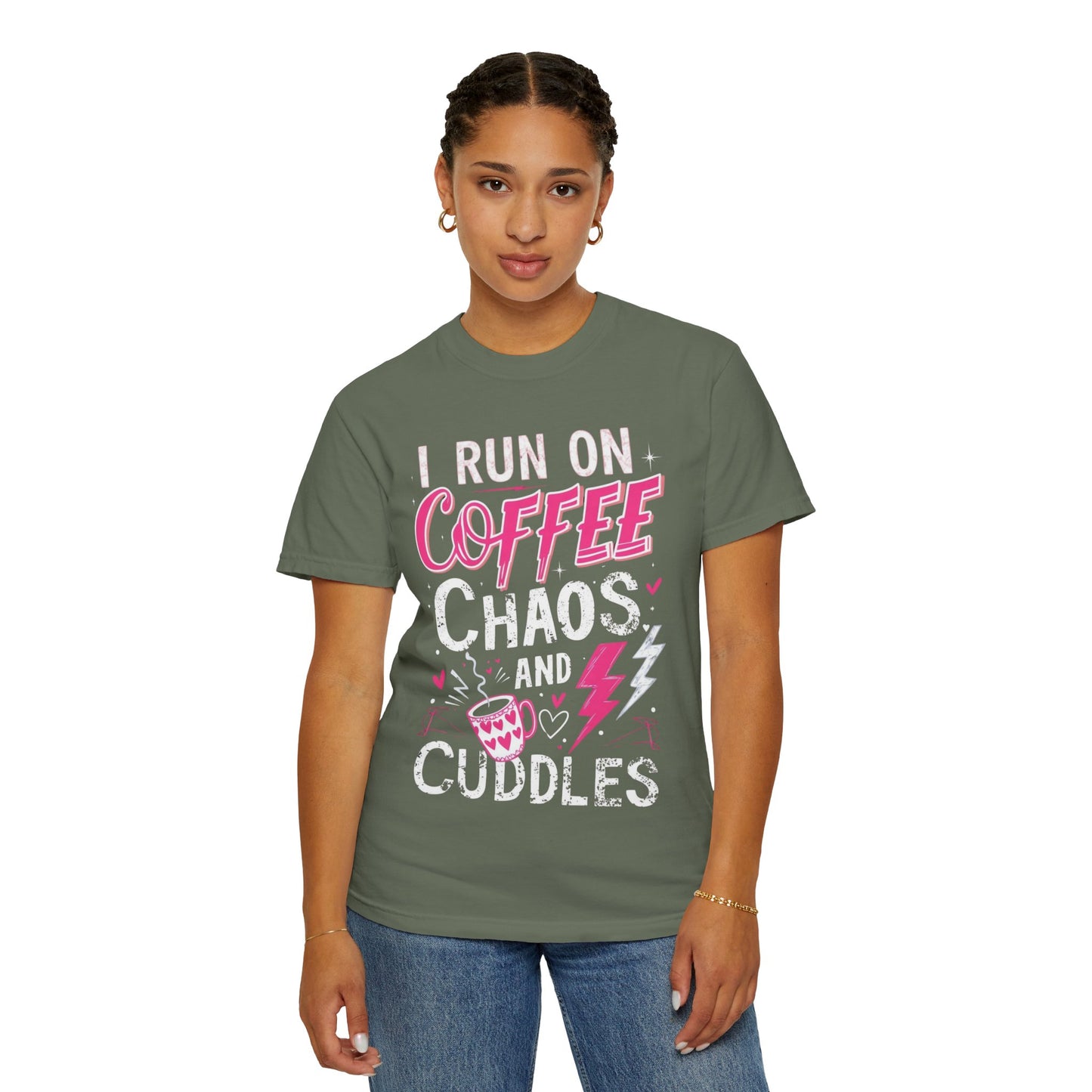 Coffee Chaos and Cuddles T-Shirt for Moms & Coffee Lovers