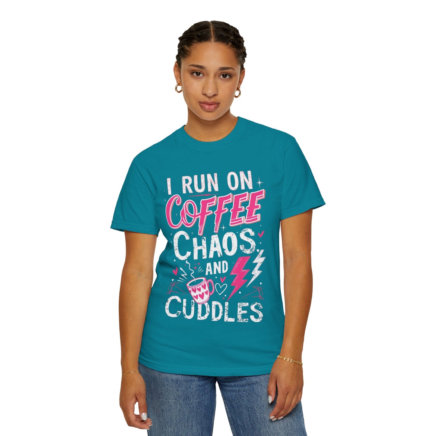 Coffee Chaos and Cuddles T-Shirt for Moms & Coffee Lovers