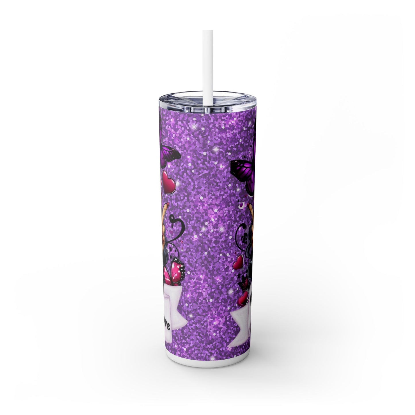 Vintage-Inspired Tattoo Art Skinny Tumbler with Straw - 20oz