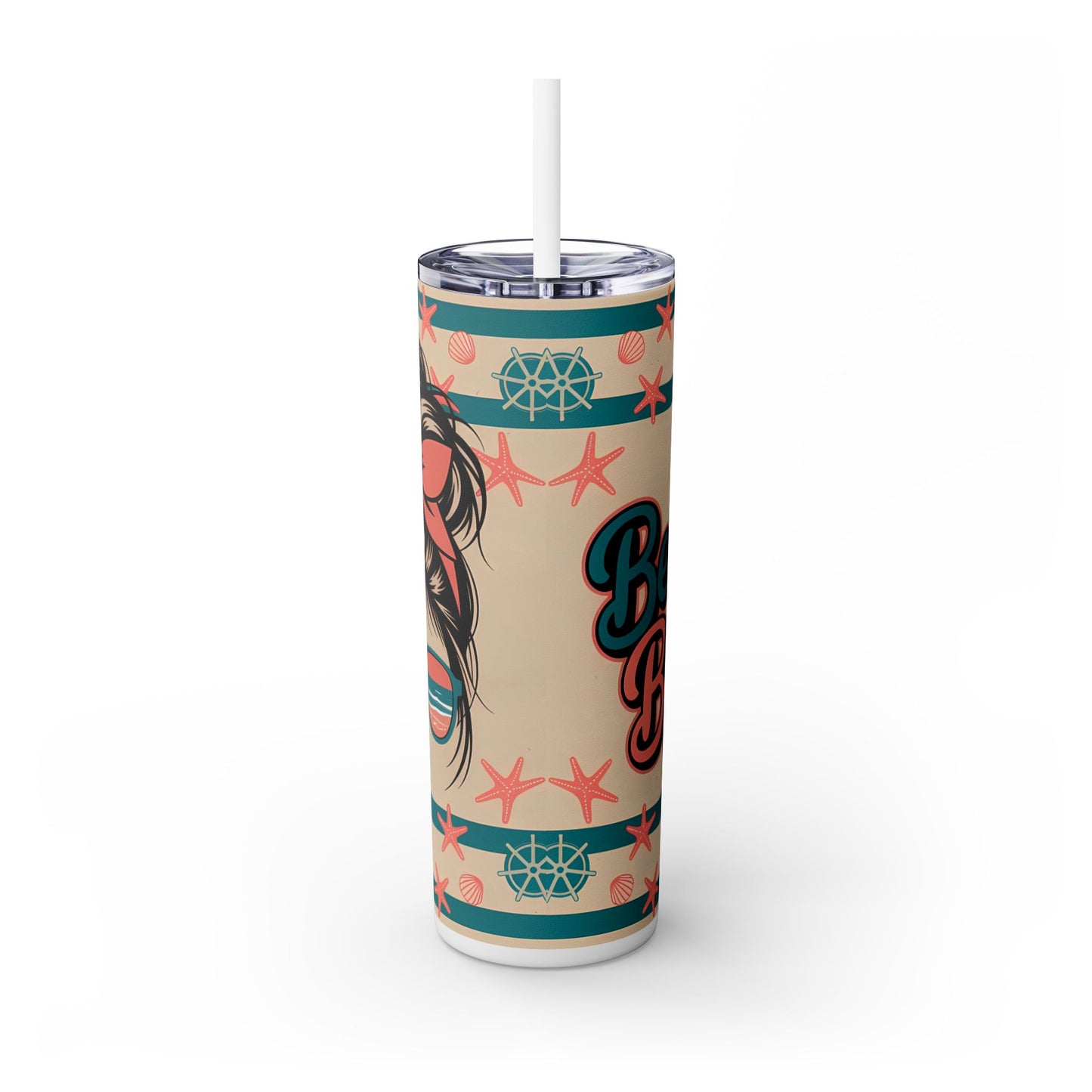 Beach Babe Skinny Tumbler with Straw - 20oz