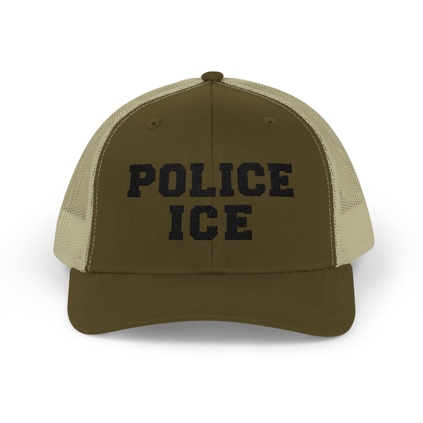 Police Ice Snapback Trucker Cap - Bold Black Text