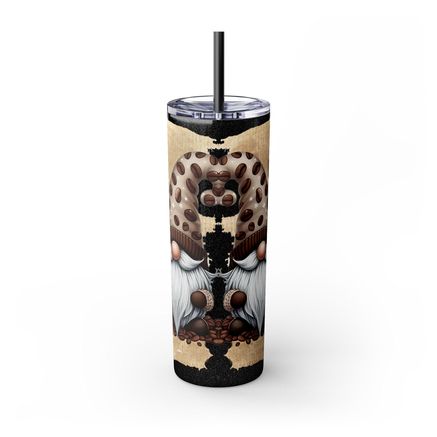Coffee Lovers Gnome Design 20oz Skinny Tumbler with Straw