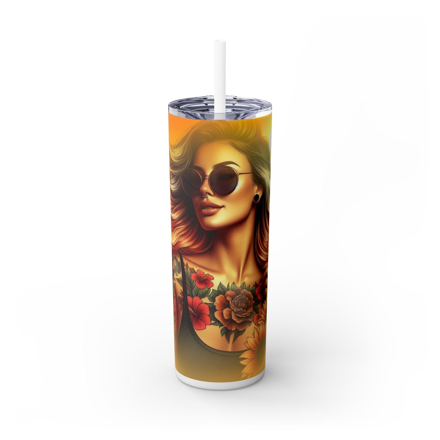 Bold Tattooed Beauty | Unbothered Skinny Tumbler with Straw, 20oz