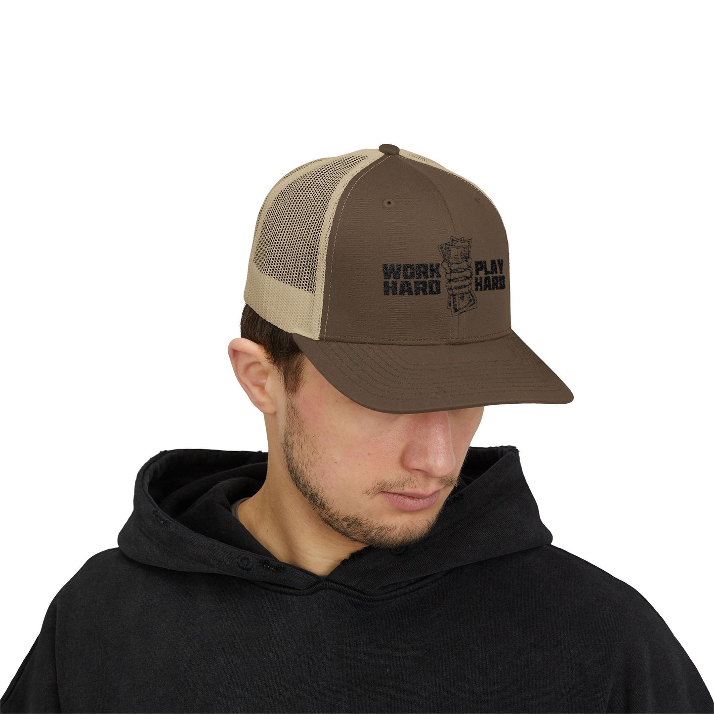 Work Hard Play Hard Snapback Trucker Cap