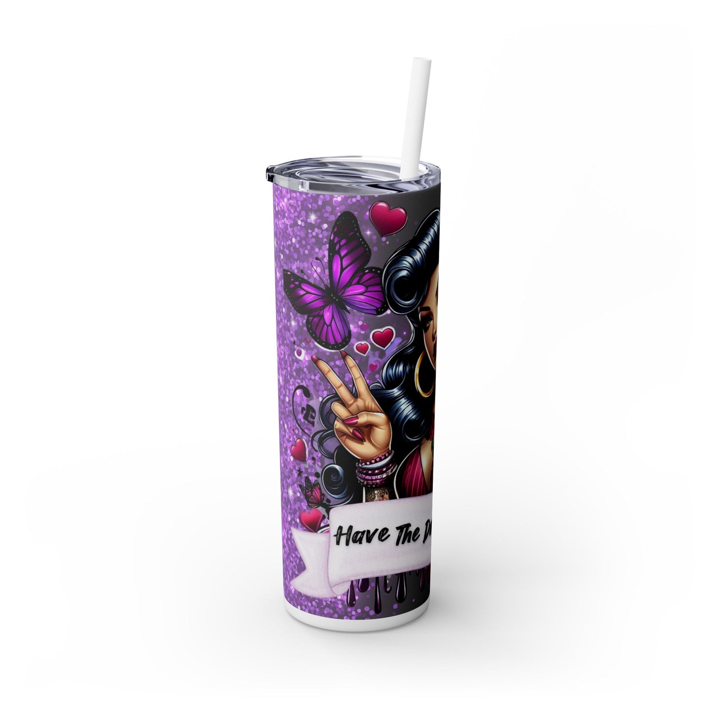 Vintage-Inspired Tattoo Art Skinny Tumbler with Straw - 20oz