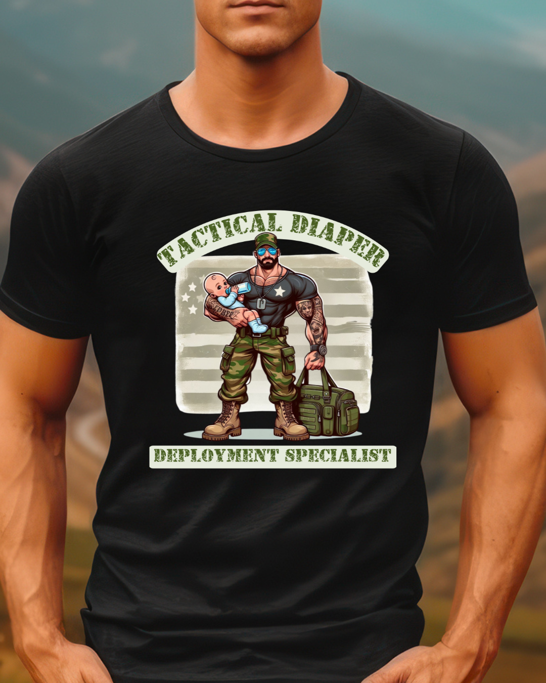 Tactical Dad Tshirt - Green Text