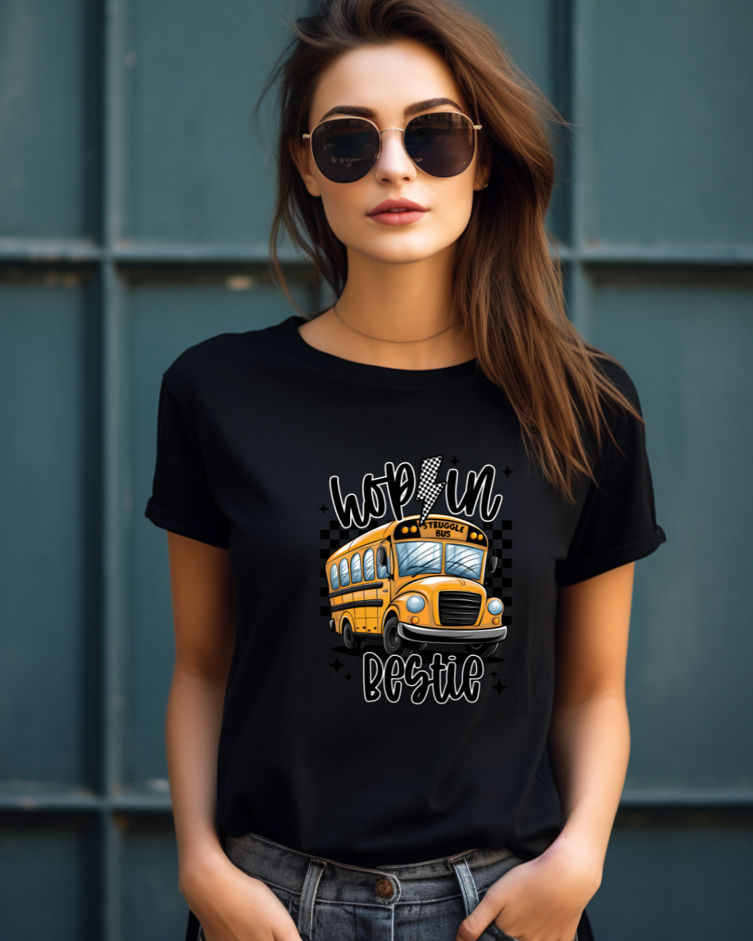 Hop On Bestie School Bus T-Shirt