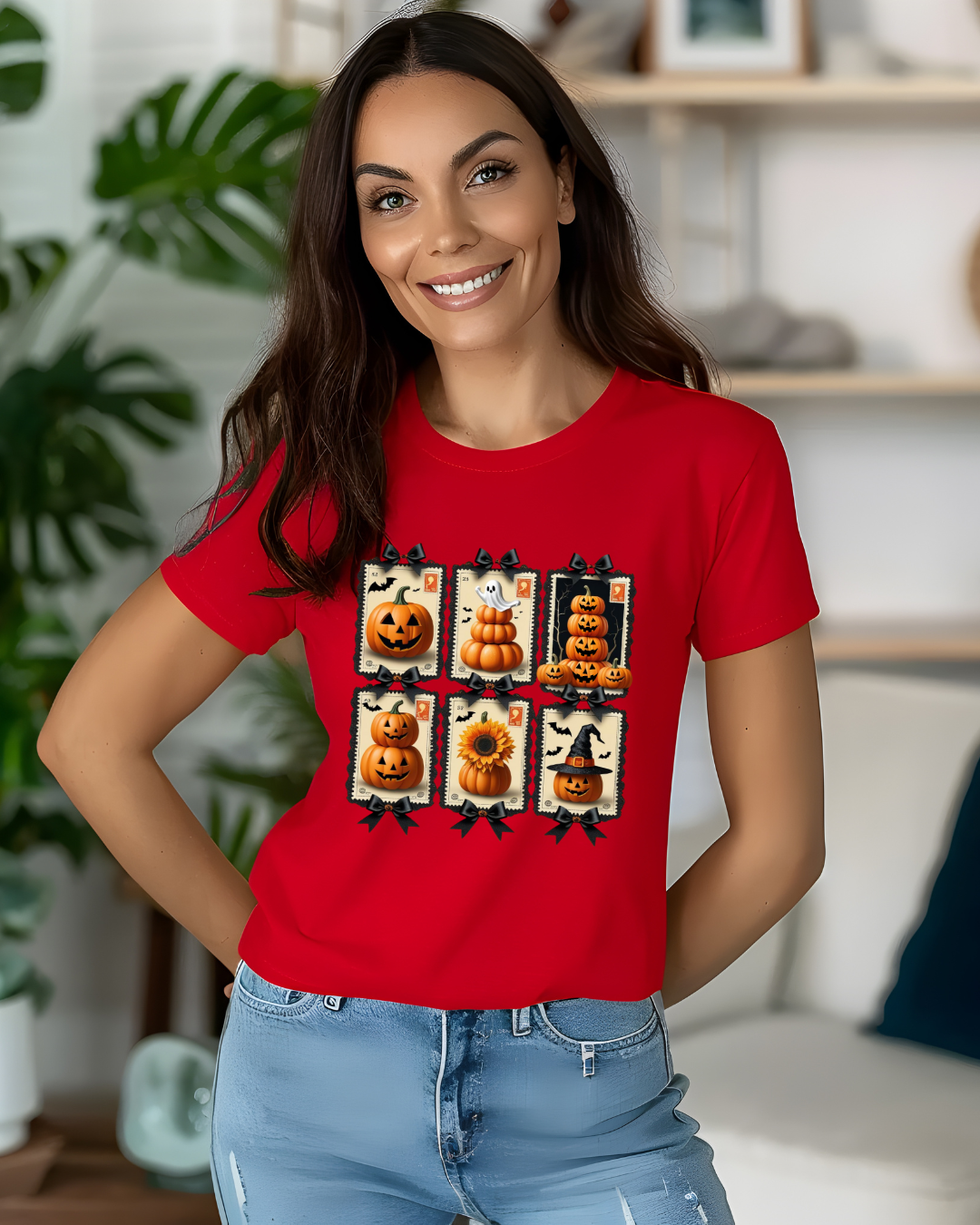 Halloween Pumpkin Postage Stamp Vintage Tee
