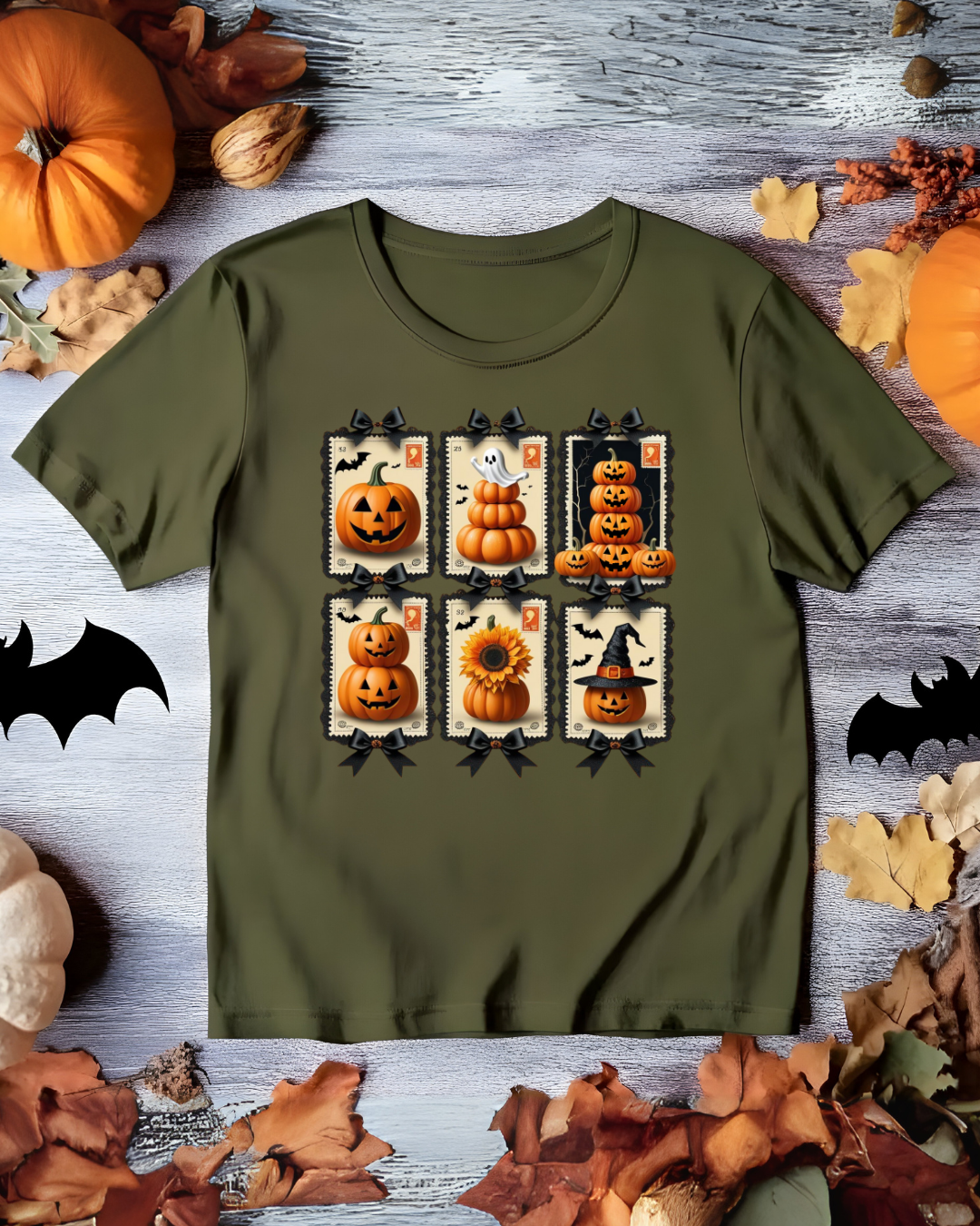 Halloween Pumpkin Postage Stamp Vintage Tee