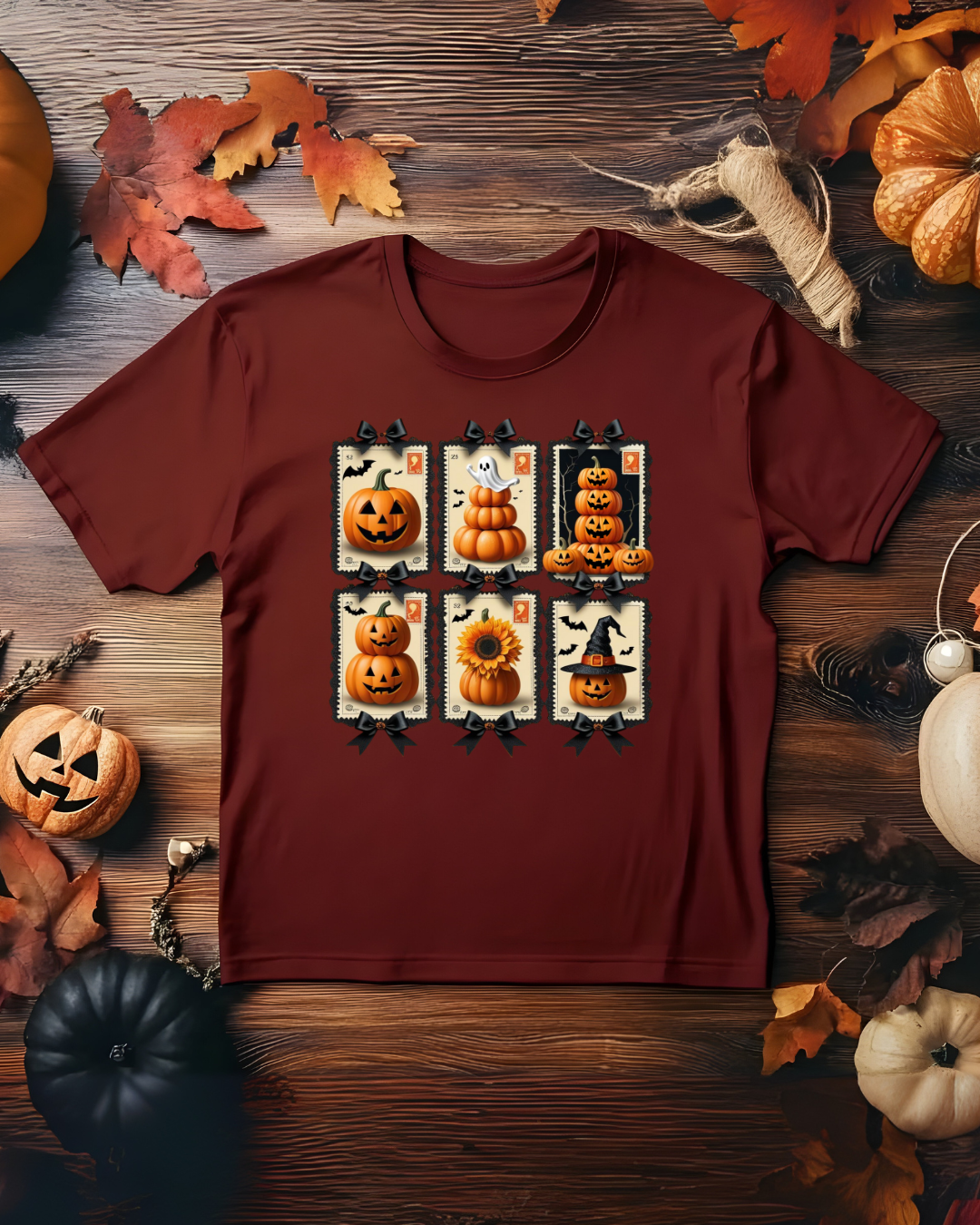 Halloween Pumpkin Postage Stamp Vintage Tee