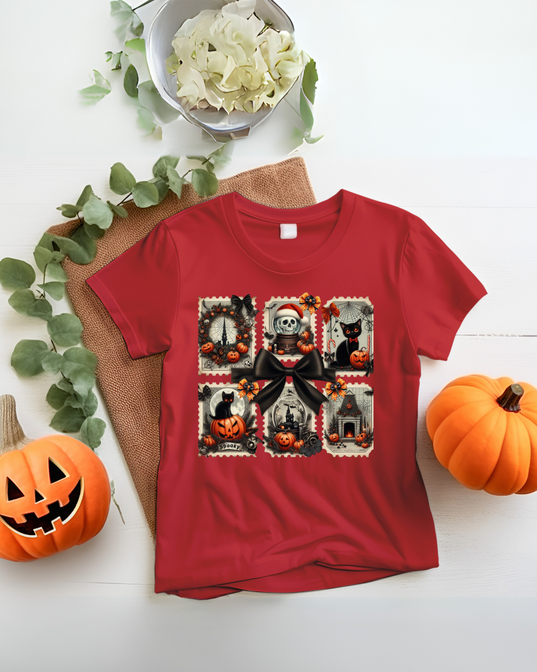 Halloween Skeleton Postage Stamp Tee