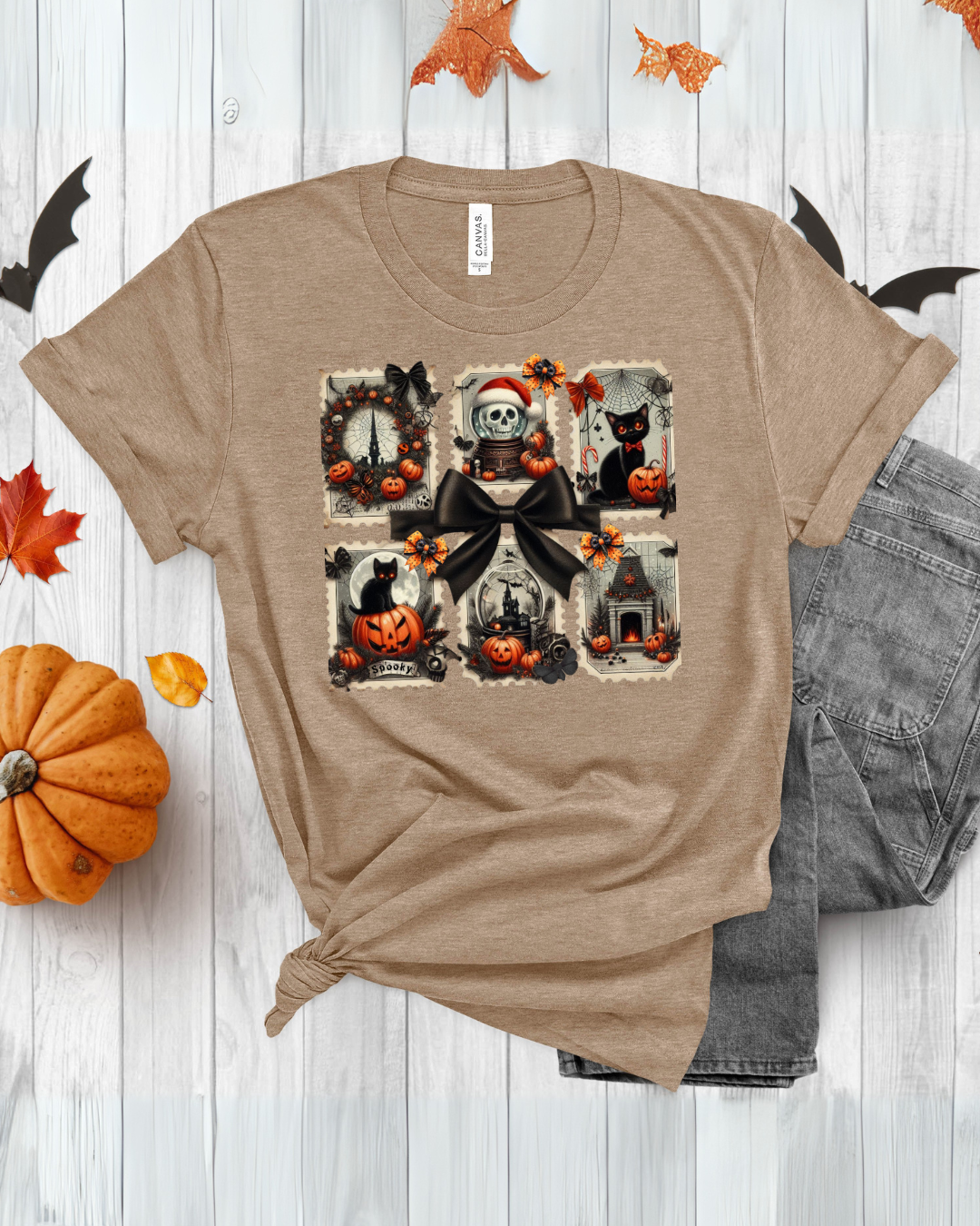 Halloween Skeleton Postage Stamp Tee