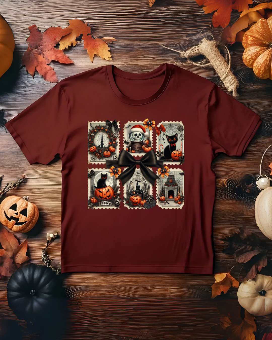 Halloween Skeleton Postage Stamp Tee