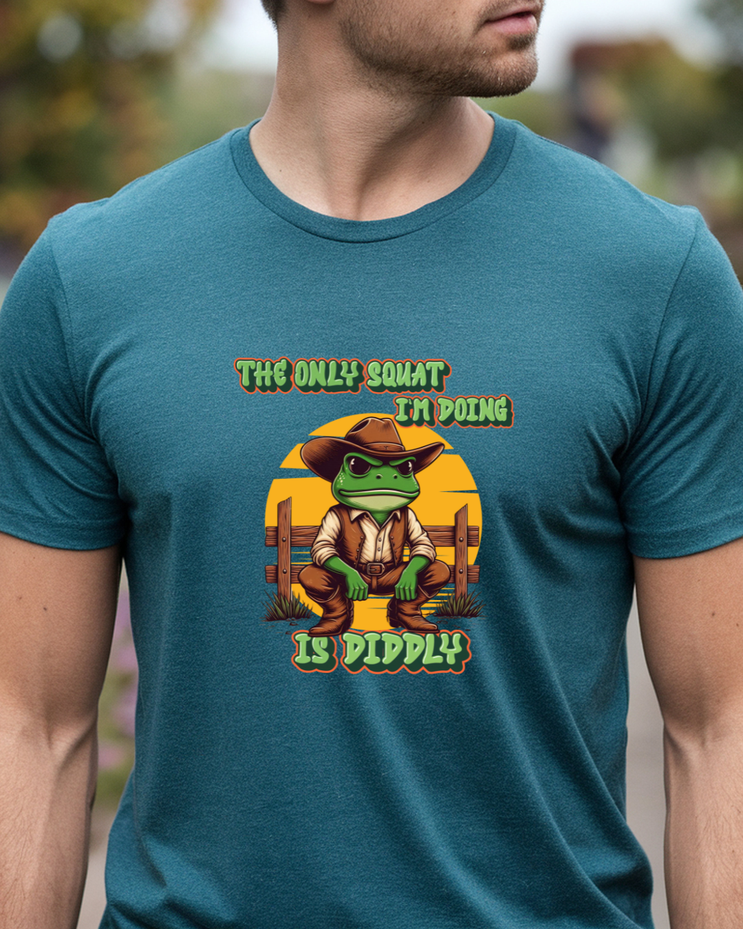 Funny Frog Unisex T-Shirt 'The Only Squat I'm Doing is Diddly'