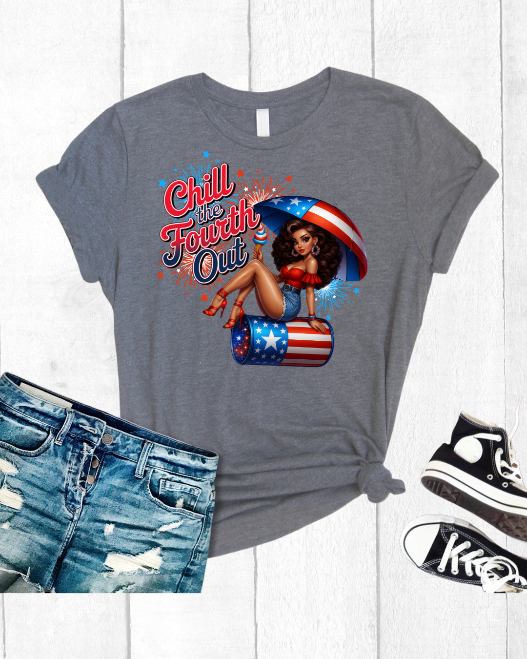 Chill The Fourth Out Patriotic Graphic Tee