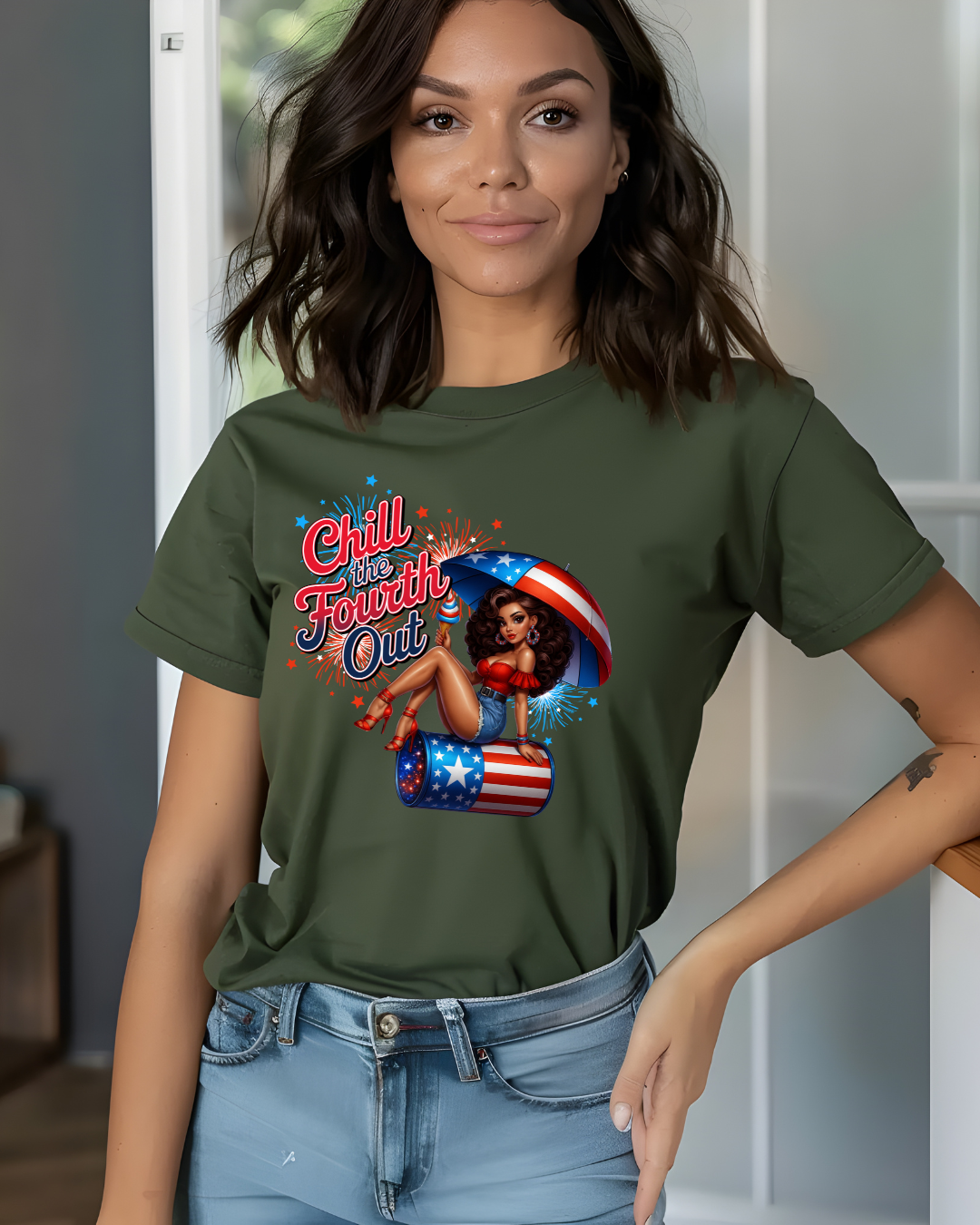 Chill The Fourth Out Patriotic Graphic Tee