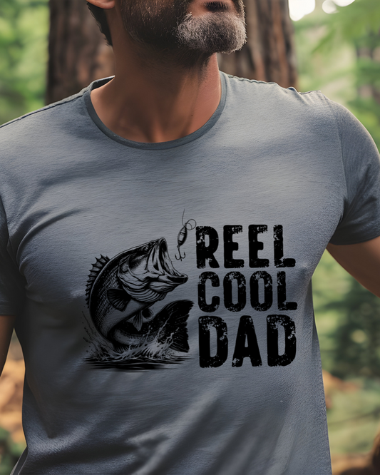 Reel Cool Dad Fishing T-Shirt - Designs By Dice