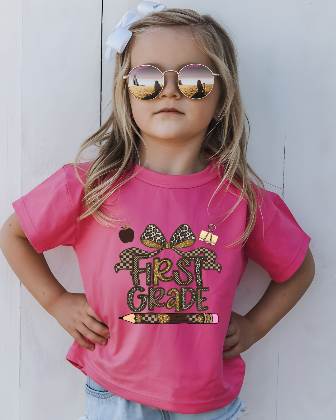 Leopard Print First Grade Kids Tee