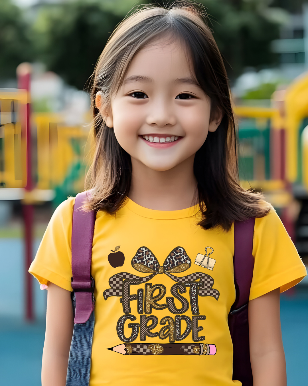 Leopard Print First Grade Kids Tee