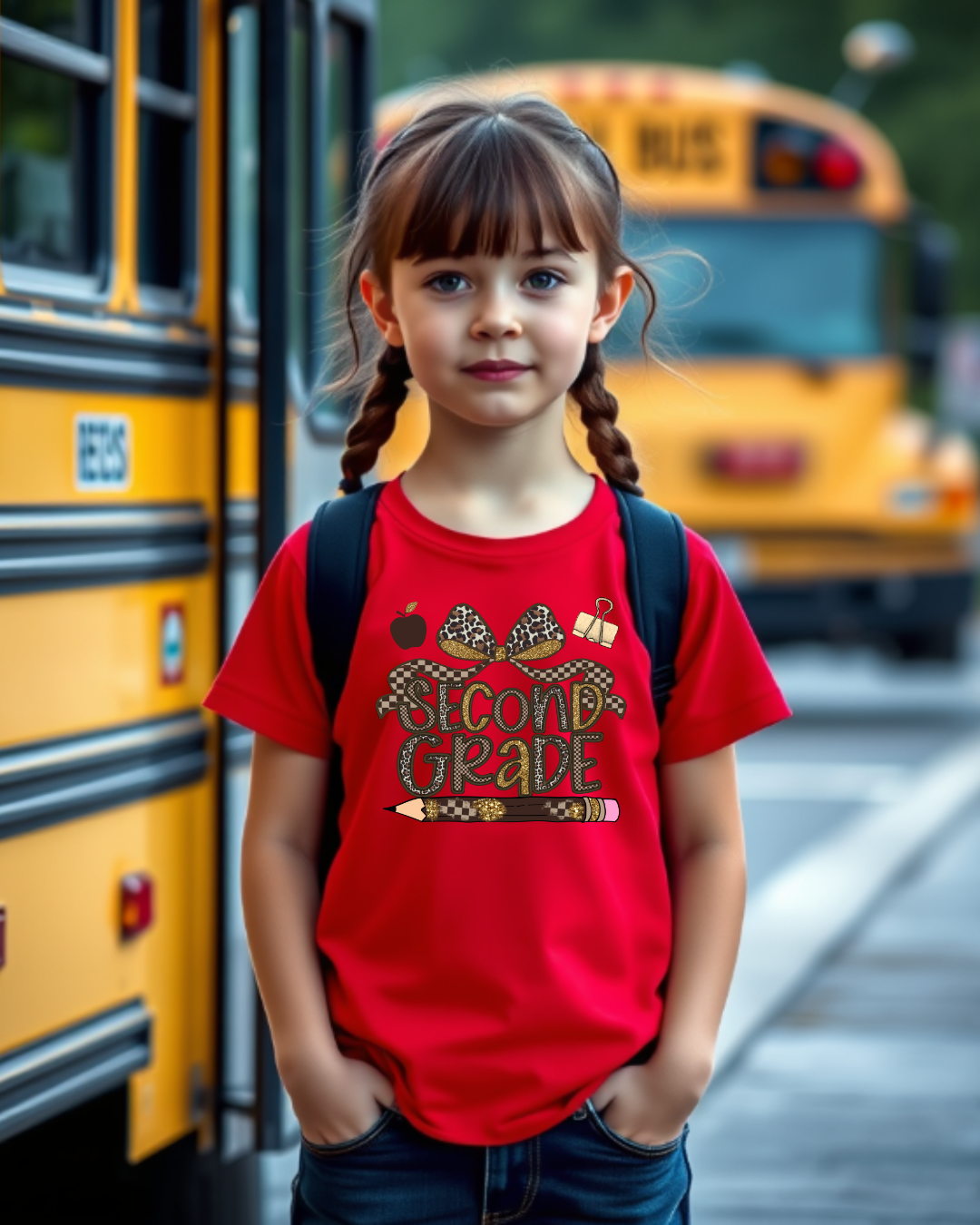 Leopard Print Second Grade Kids Tee