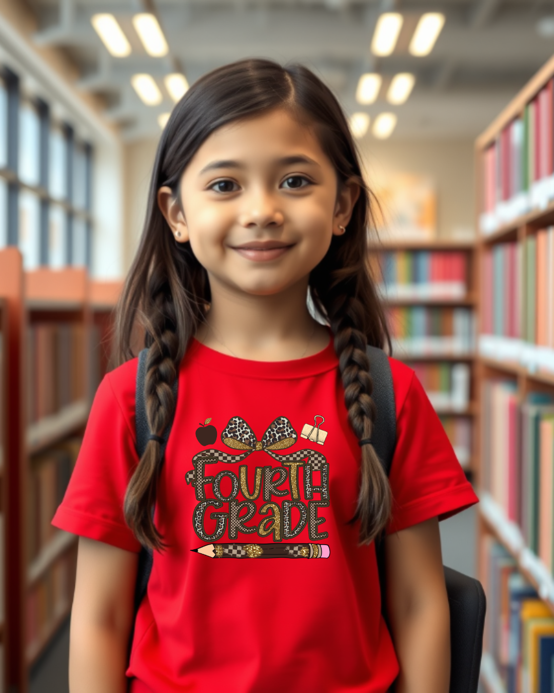 Leopard Print Fourth Grade Kids Tee