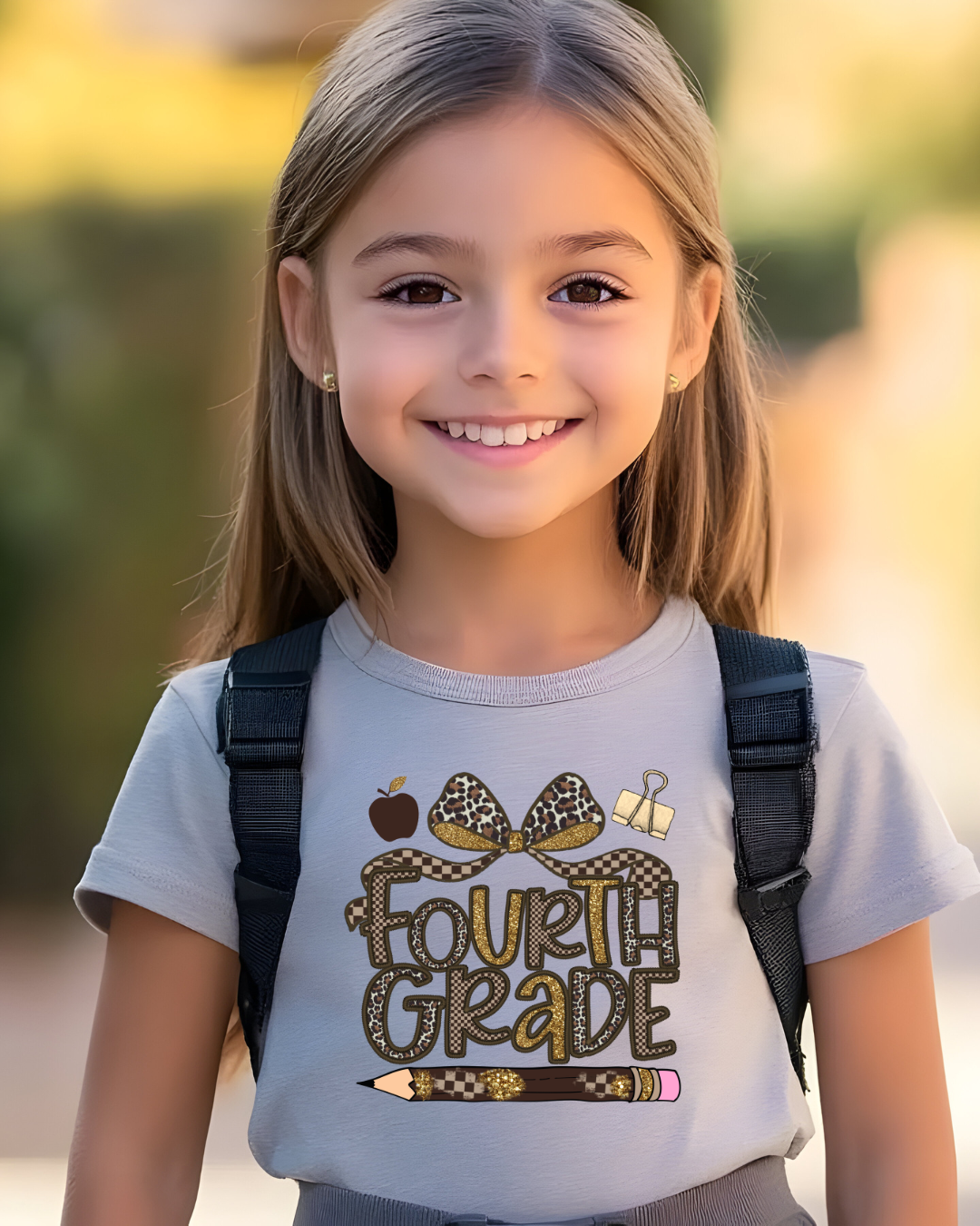 Leopard Print Fourth Grade Kids Tee