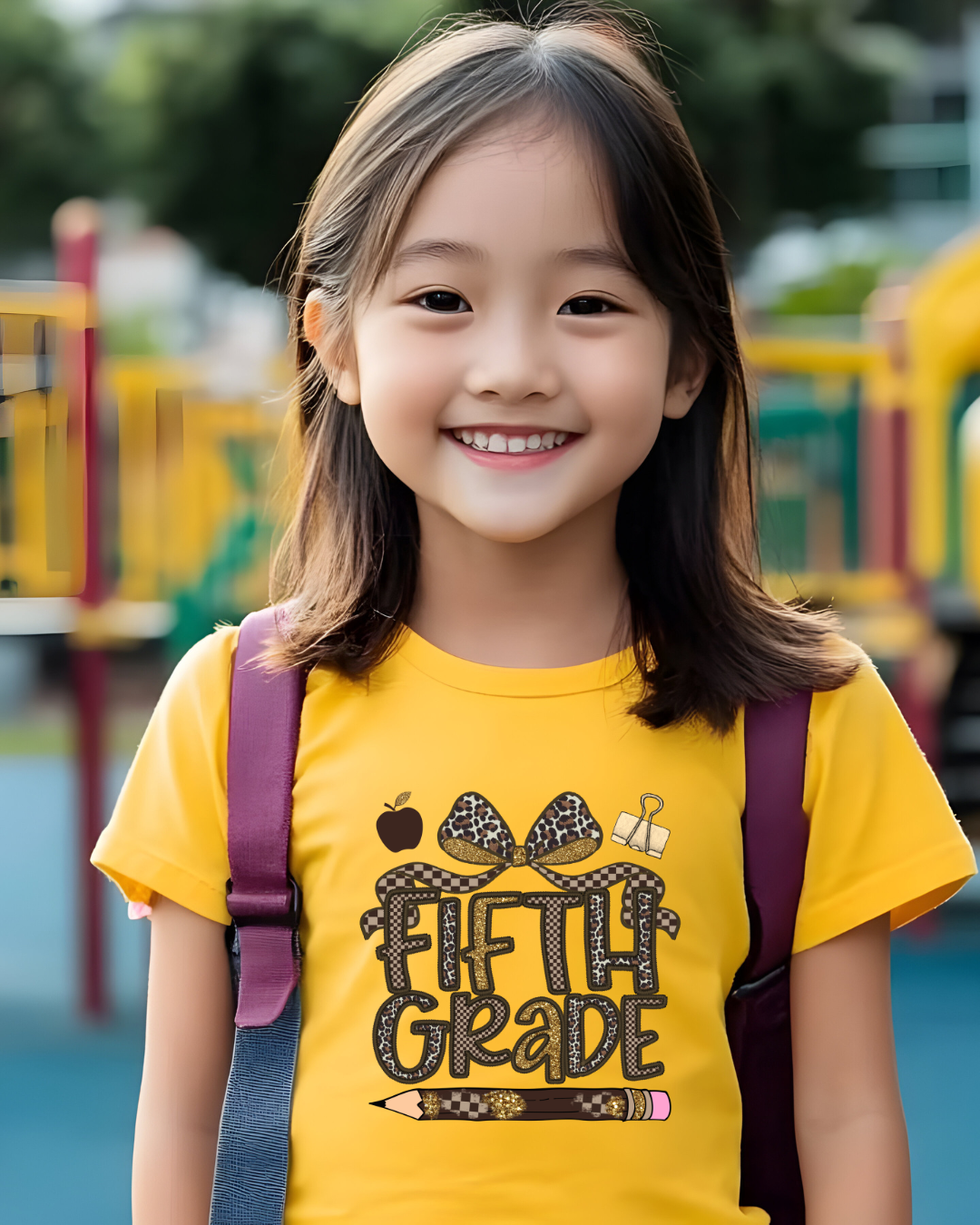 Leopard Print Fifth Grade Kids Tee