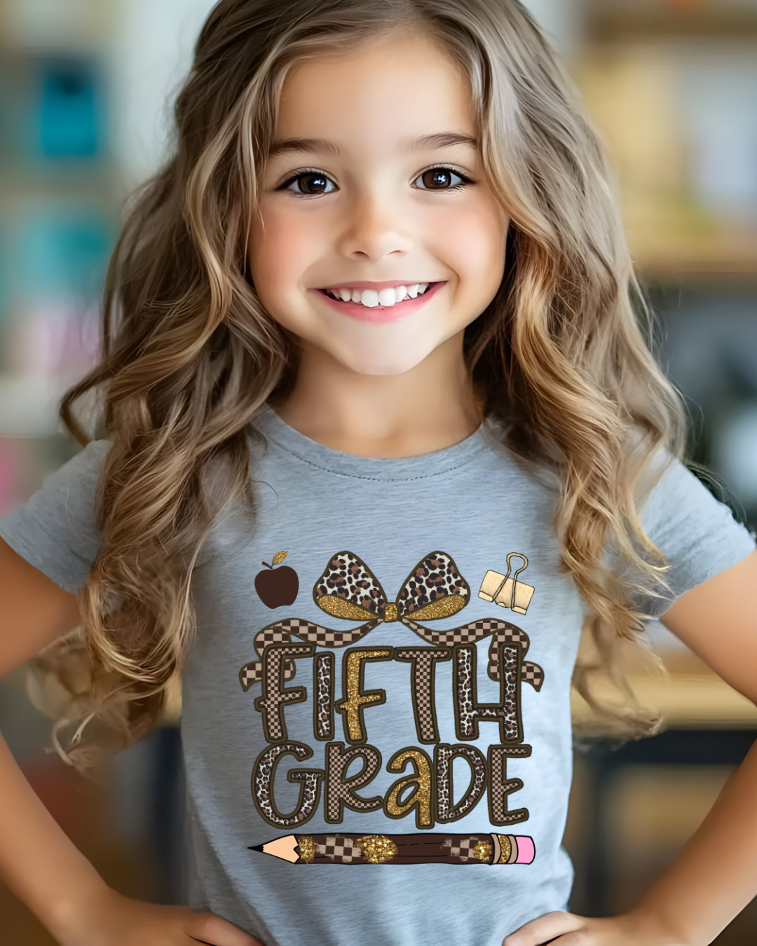 Leopard Print Fifth Grade Kids Tee