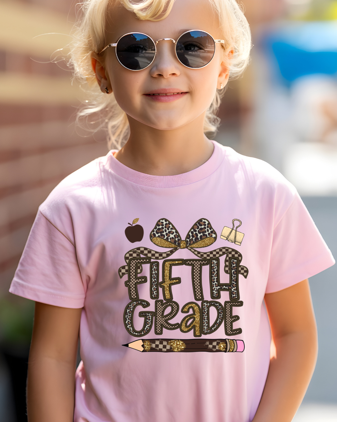 Leopard Print Fifth Grade Kids Tee