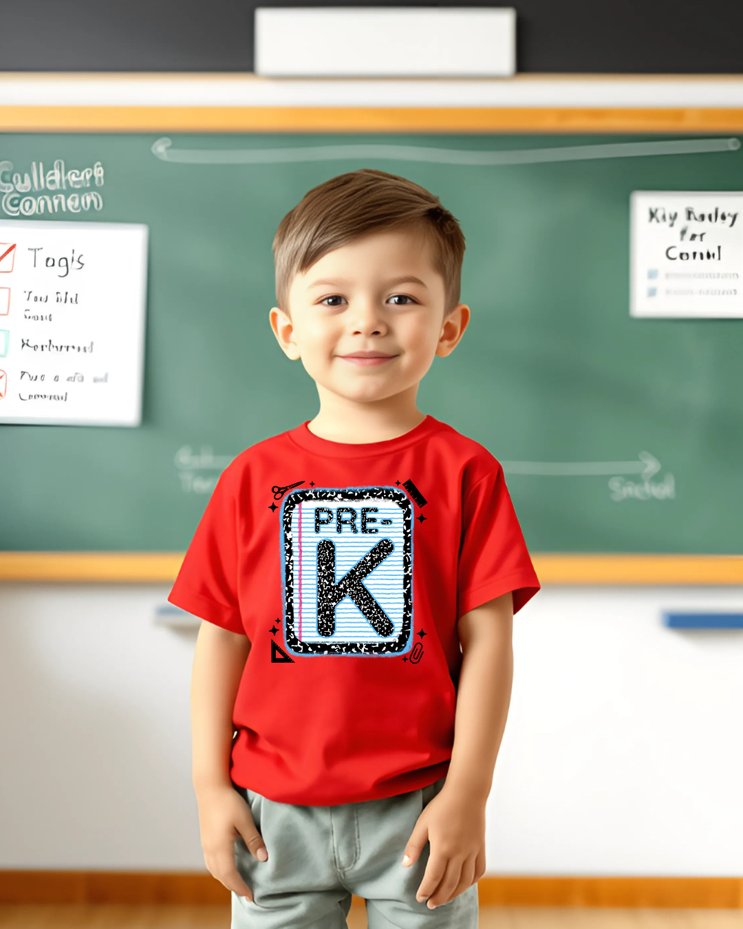 PRE-K Boys Back to School Shirt – Leopard Print Notebook