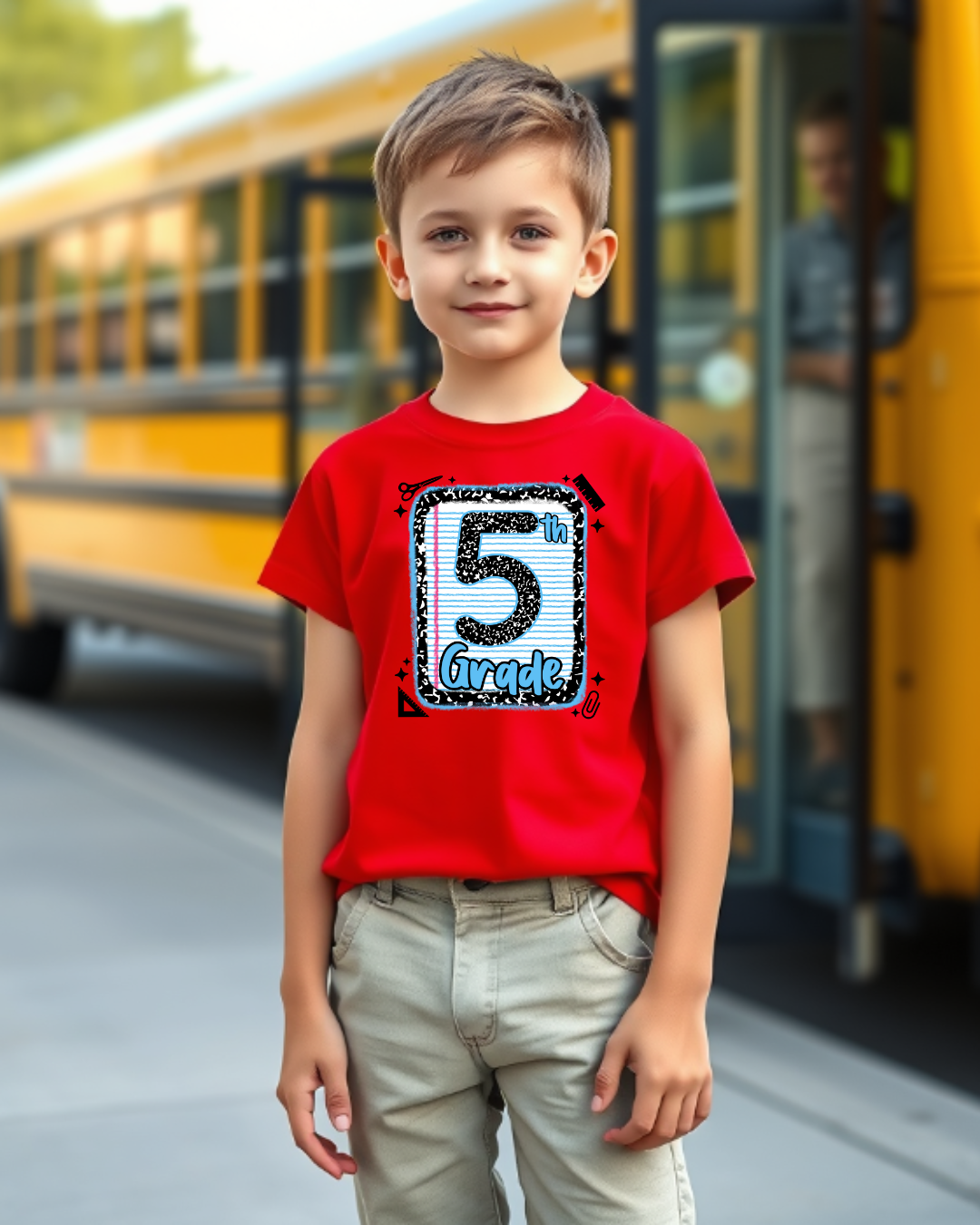 Fifth Grade Boys Back to School Shirt – Leopard Print Notebook Graphic Tee