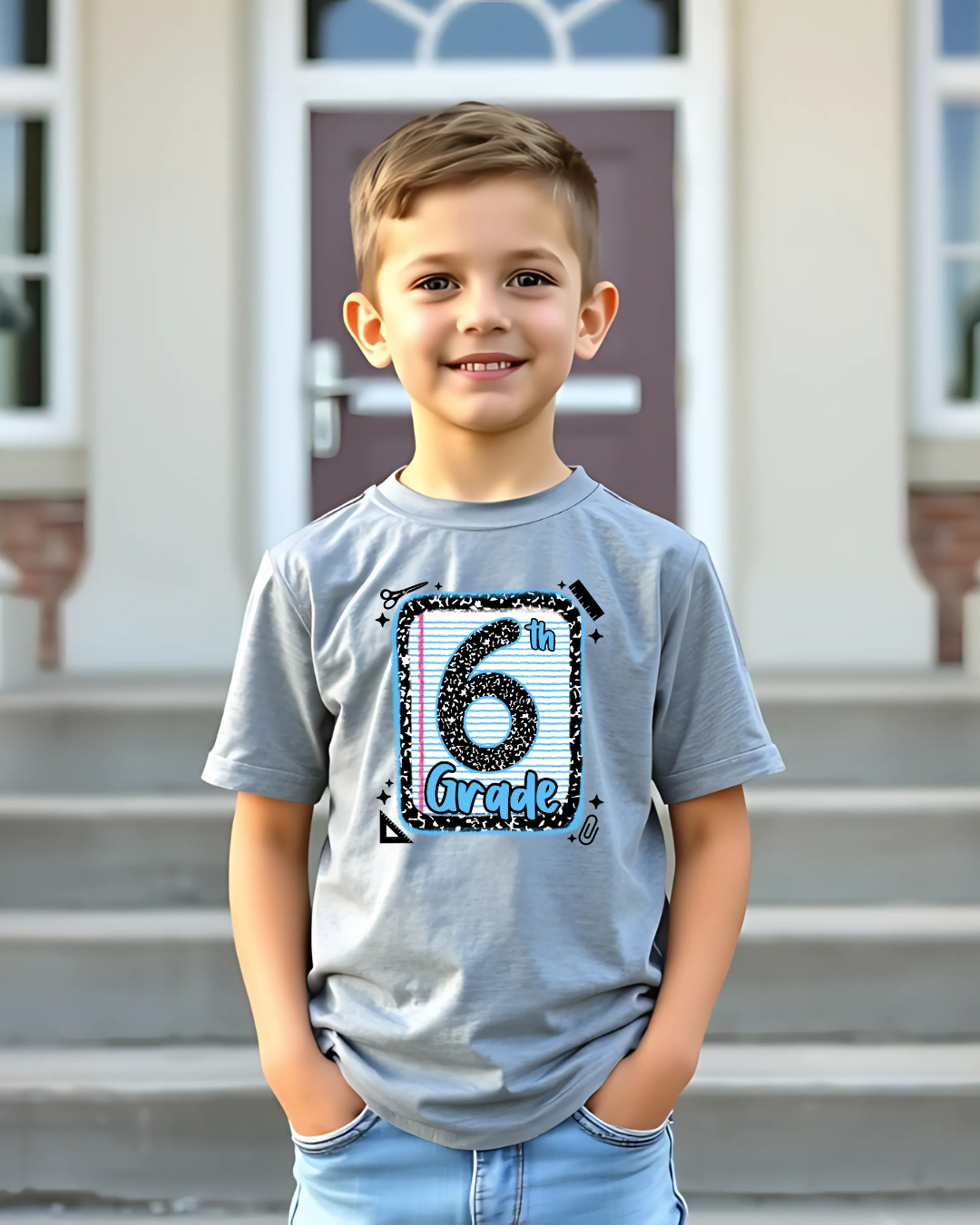 Sixth Grade Boys Back to School Shirt – Leopard Print Notebook Graphic Tee