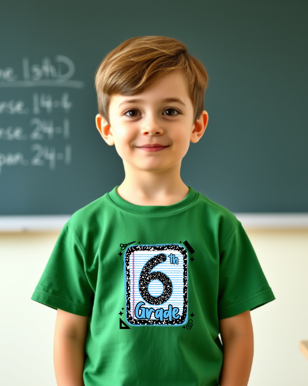 Sixth Grade Boys Back to School Shirt – Leopard Print Notebook Graphic Tee