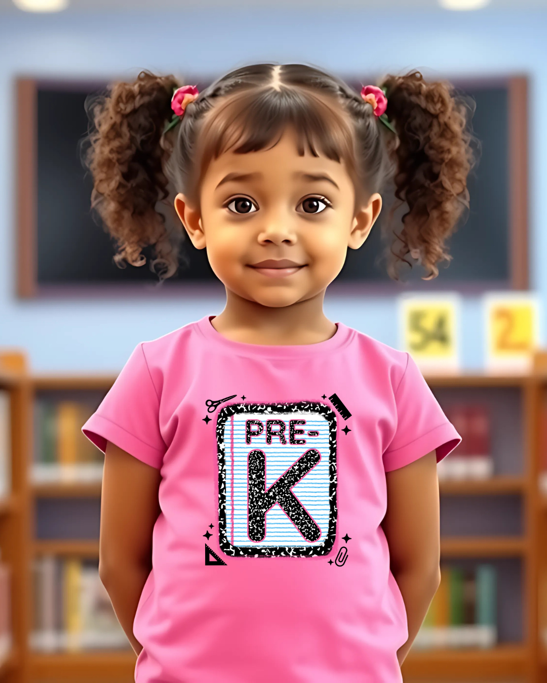 Pre-Kindergarten Girls Back to School Shirt ā Leopard Print Notebook Graphic Tee