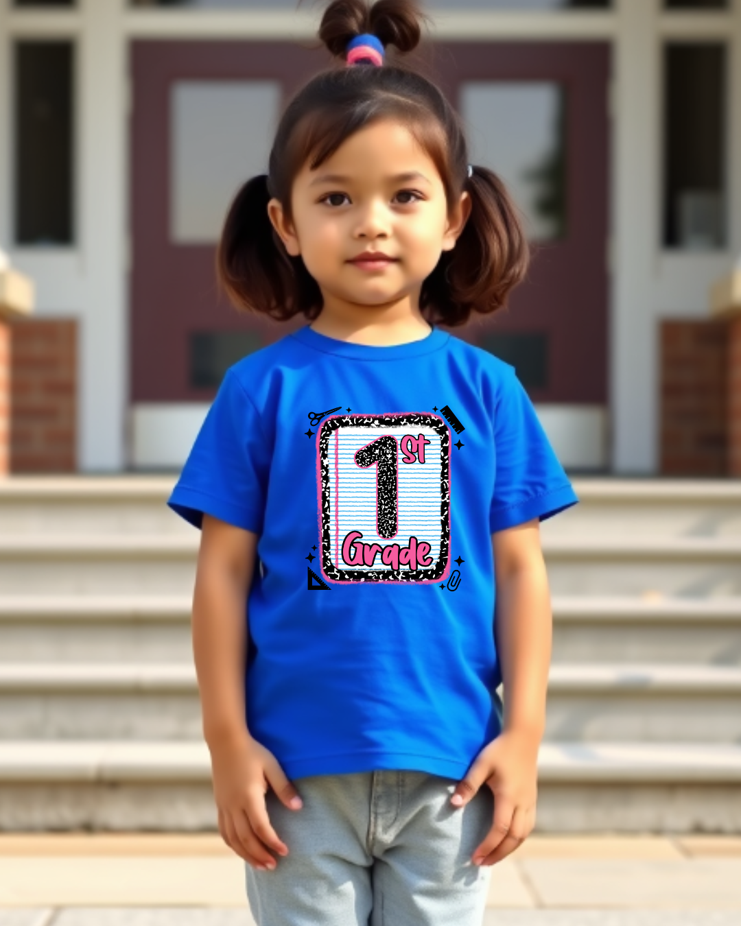 1st Grade Girls Back to School Shirt – Leopard Print Notebook Graphic Tee